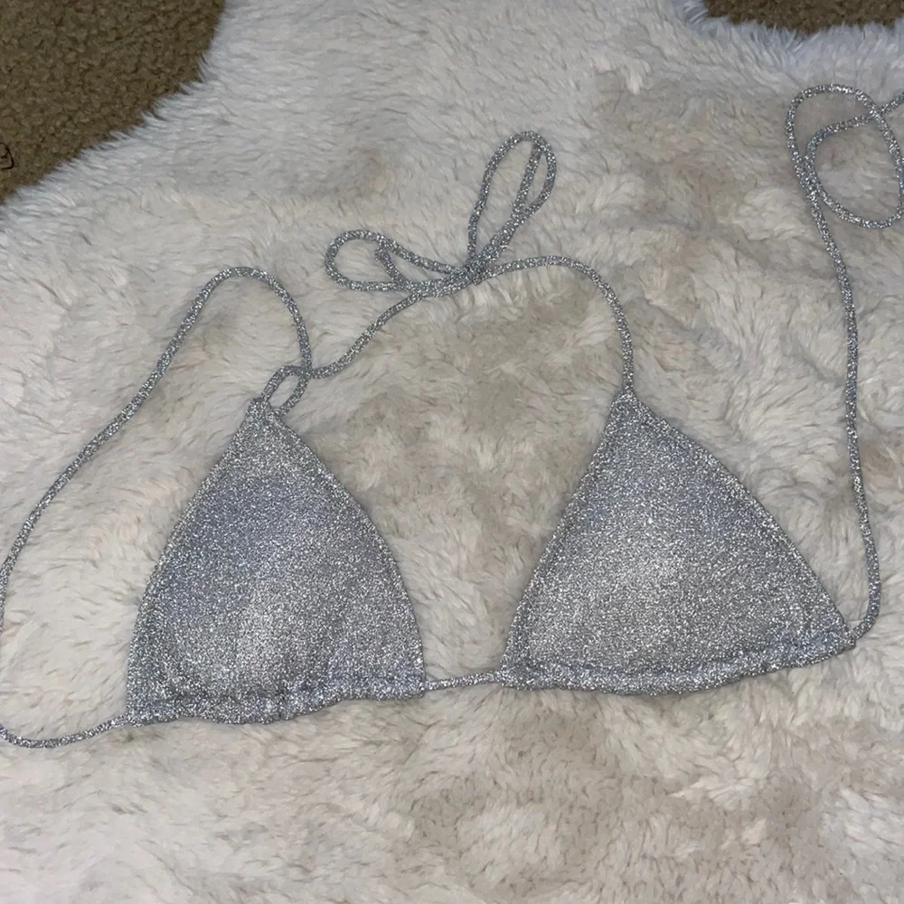 Zara silver sparkly glitter bikini top